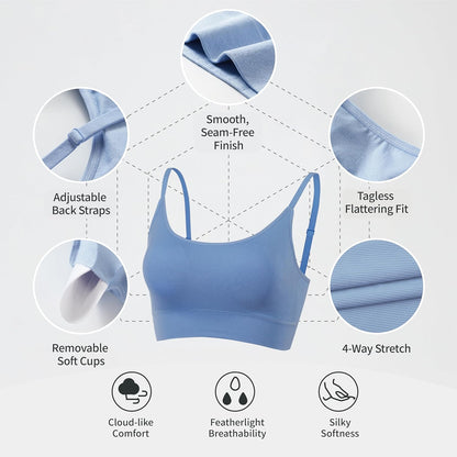 AMRIY Womens Sports Bras for Women Light Support Padded Workout Bras for Women Supportive Seamless Women's Wireless Yoga Bra