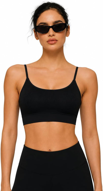 AMRIY Womens Sports Bras for Women Light Support Padded Workout Bras for Women Supportive Seamless Women's Wireless Yoga Bra