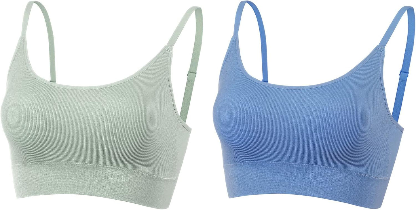 AMRIY Womens Sports Bras for Women Light Support Padded Workout Bras for Women Supportive Seamless Women's Wireless Yoga Bra