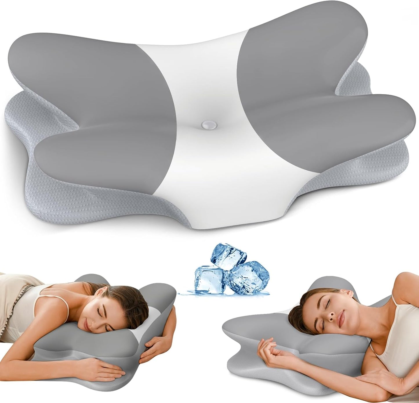 Cervical Neck Pillow for Pain Relief - Ergonomic Pillow for Neck Support, Contour Memory Foam Pillows for Sleeping, Orthopedic Bed Pillow for Side Back Stomach Sleepers(Blue)