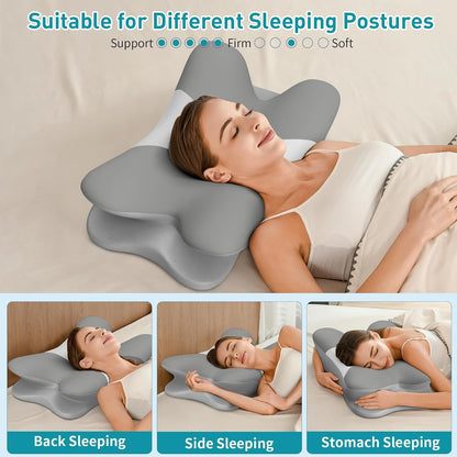 Cervical Neck Pillow for Pain Relief - Ergonomic Pillow for Neck Support, Contour Memory Foam Pillows for Sleeping, Orthopedic Bed Pillow for Side Back Stomach Sleepers(Blue)