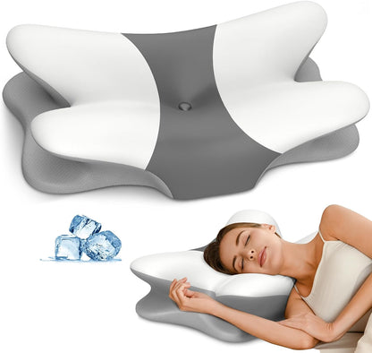 Cervical Neck Pillow for Pain Relief - Ergonomic Pillow for Neck Support, Contour Memory Foam Pillows for Sleeping, Orthopedic Bed Pillow for Side Back Stomach Sleepers(Blue)