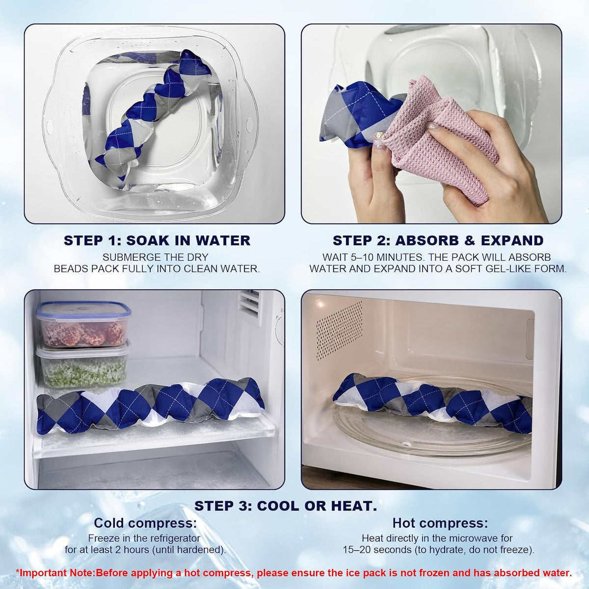 Reusable Cooling Neck Ice Pack Wrap, Ice Pack for Neck with 2 Cold Pads