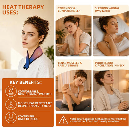Reusable Cooling Neck Ice Pack Wrap, Ice Pack for Neck with 2 Cold Pads