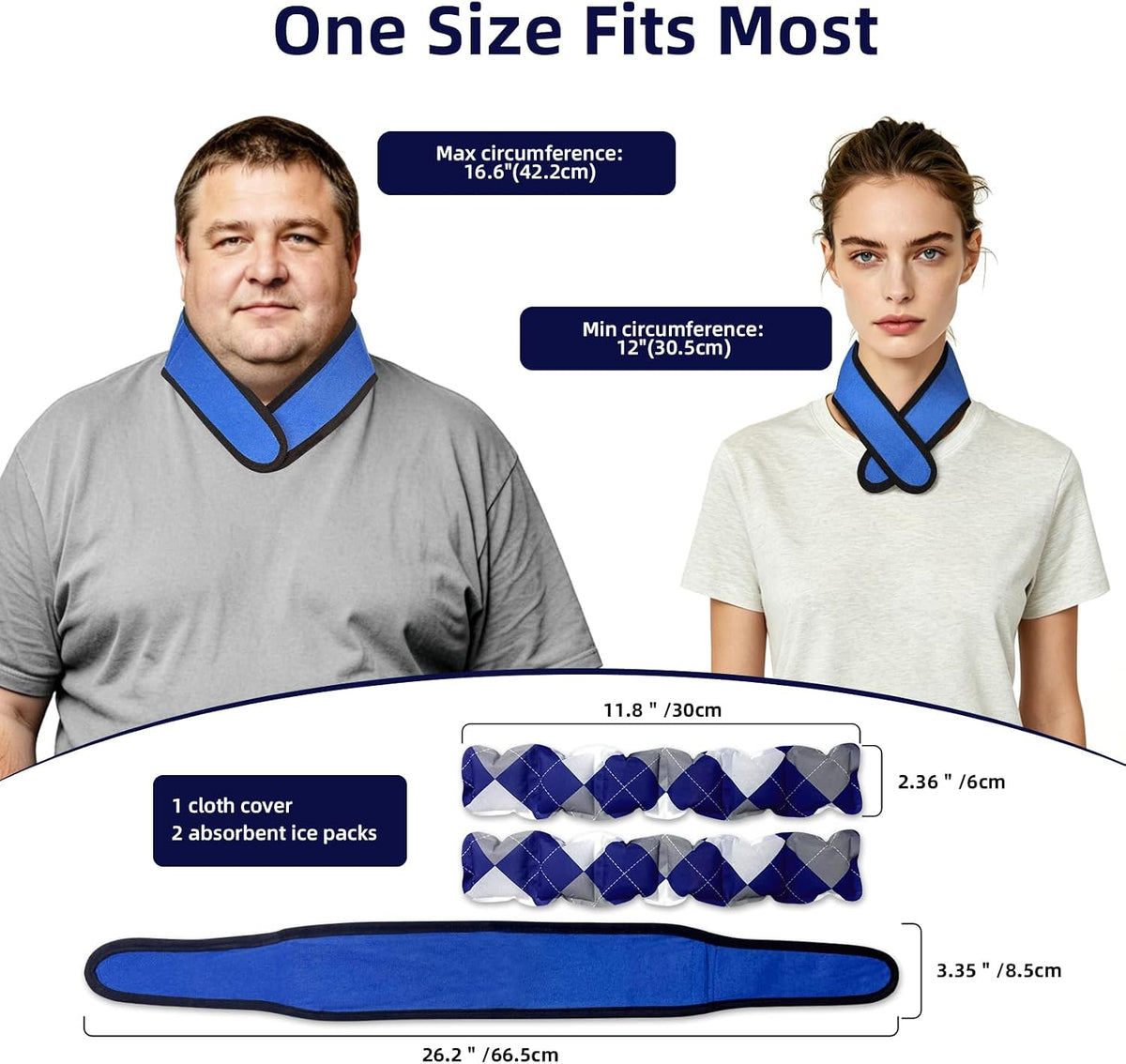 Reusable Cooling Neck Ice Pack Wrap, Ice Pack for Neck with 2 Cold Pads