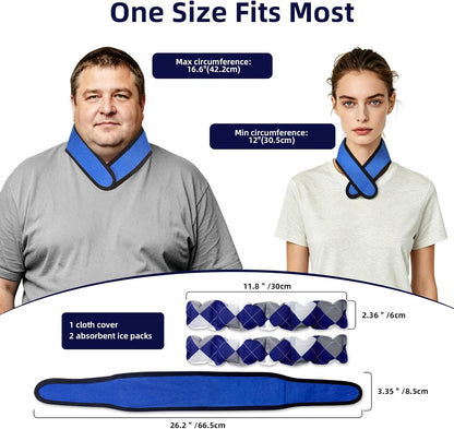 Reusable Cooling Neck Ice Pack Wrap, Ice Pack for Neck with 2 Cold Pads