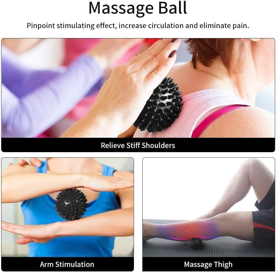 Aucuu 6 in 1 Foam Roller Set Includes Hollow Core Massage Roller, Yoga Stick, Massage Ball, Fitness Stretching Strap, Carrying Bag, Towel, Massage Roller (Orange)