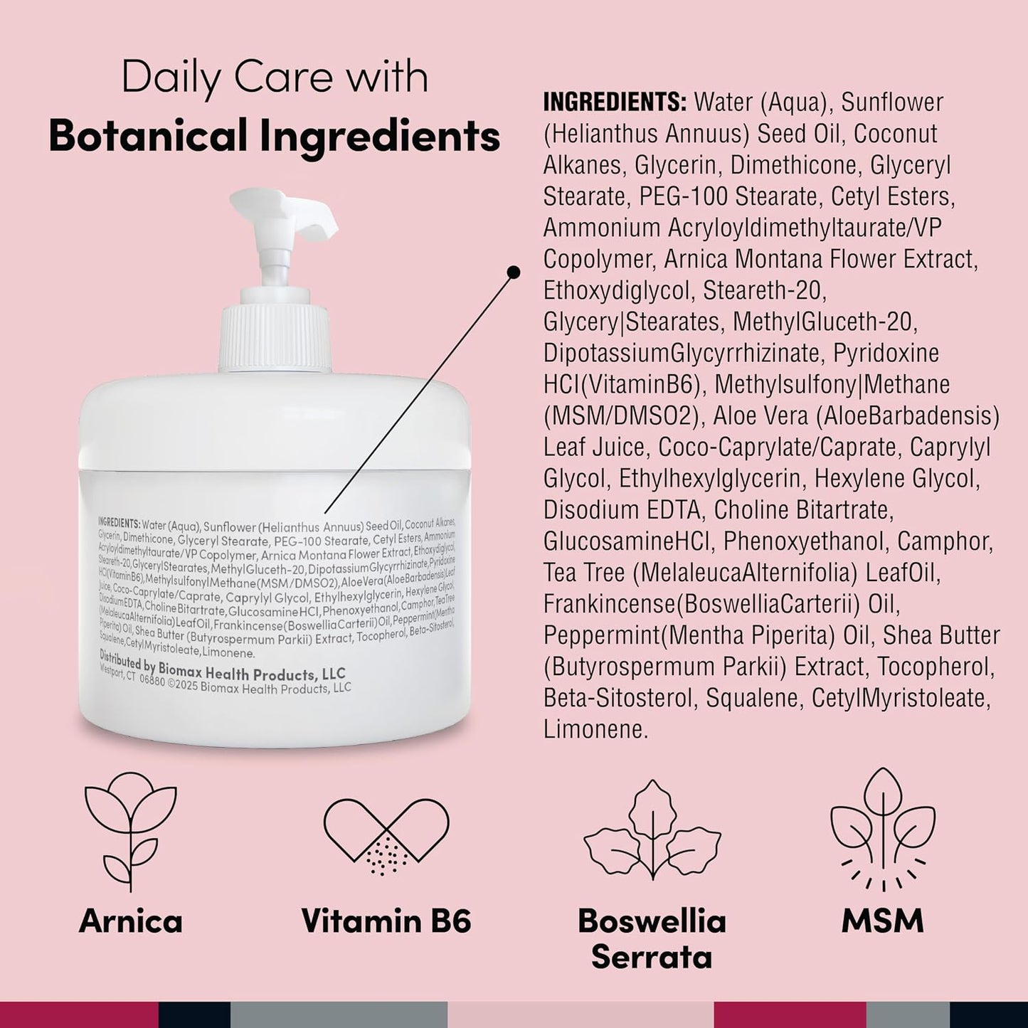 Daily Joint & Muscle Care Cream – Soothing Botanical Formula with Arnica, Vitamin B6 & MSM – Lightweight Fast-Absorbing Cream for Everyday Movement - Non-Greasy - Light Scent- 2 oz