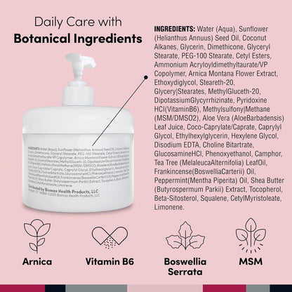Daily Joint & Muscle Care Cream – Soothing Botanical Formula with Arnica, Vitamin B6 & MSM – Lightweight Fast-Absorbing Cream for Everyday Movement - Non-Greasy - Light Scent- 2 oz