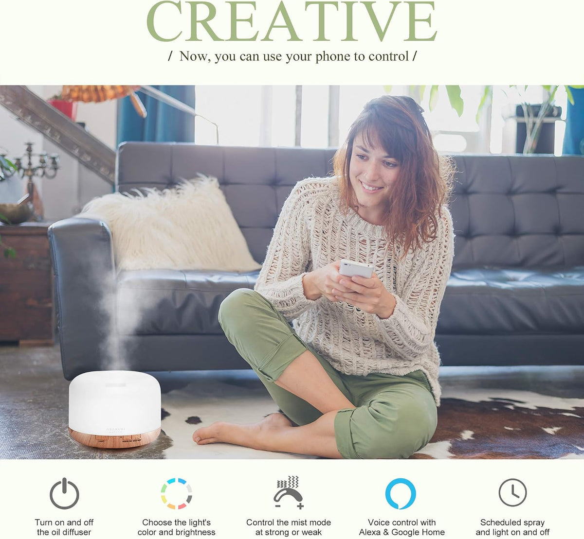 Essential Oil Diffuser for Home, 500ML Aromatherapy Humidifier