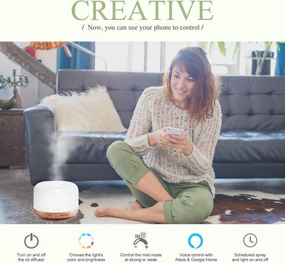 Essential Oil Diffuser for Home, 500ML Aromatherapy Humidifier