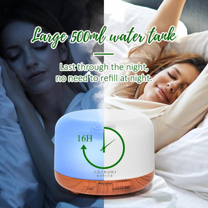 Essential Oil Diffuser for Home, 500ML Aromatherapy Humidifier