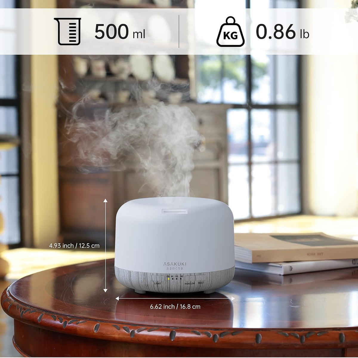 Essential Oil Diffuser for Home, 500ML Aromatherapy Humidifier