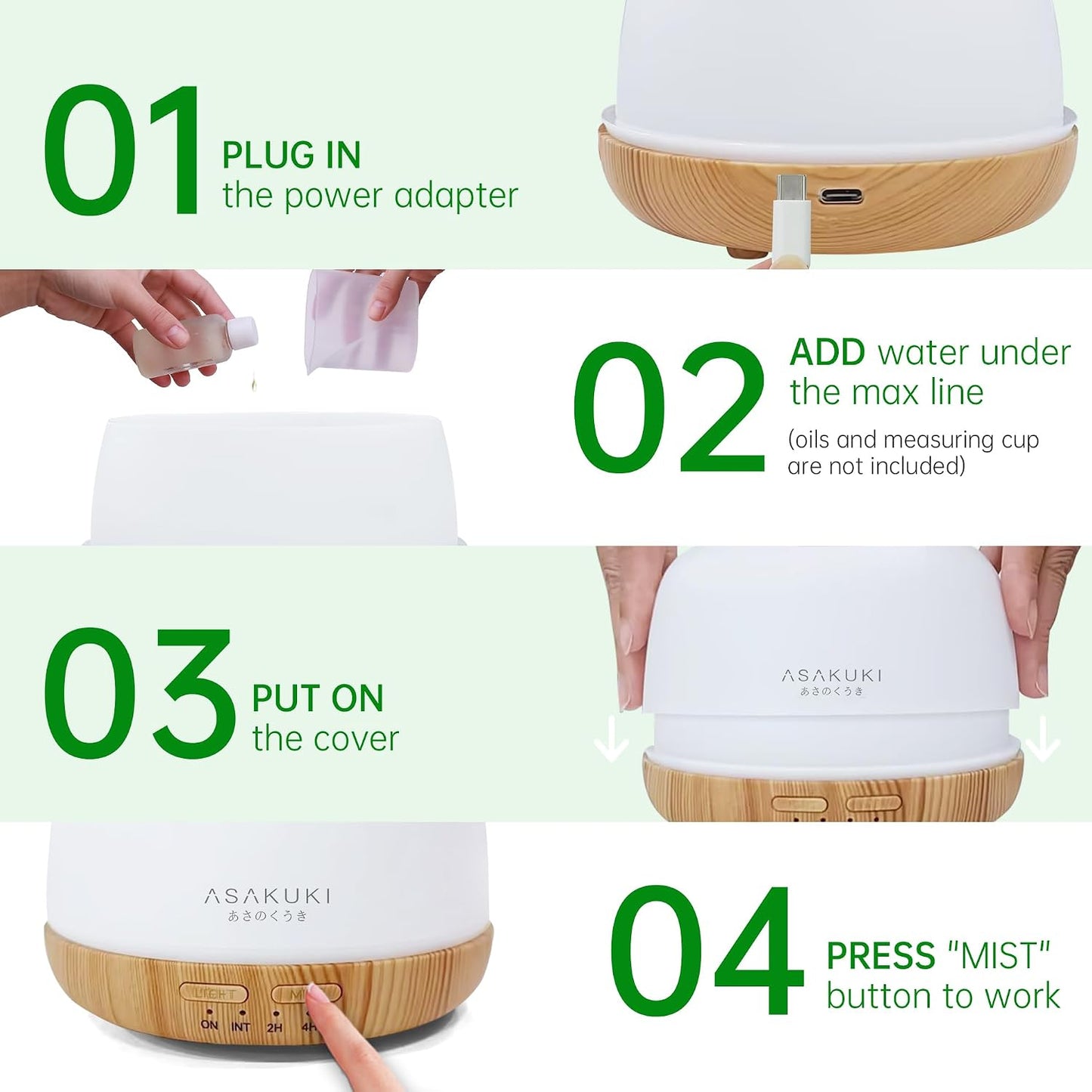 Essential Oil Diffuser for Home, 500ML Aromatherapy Humidifier
