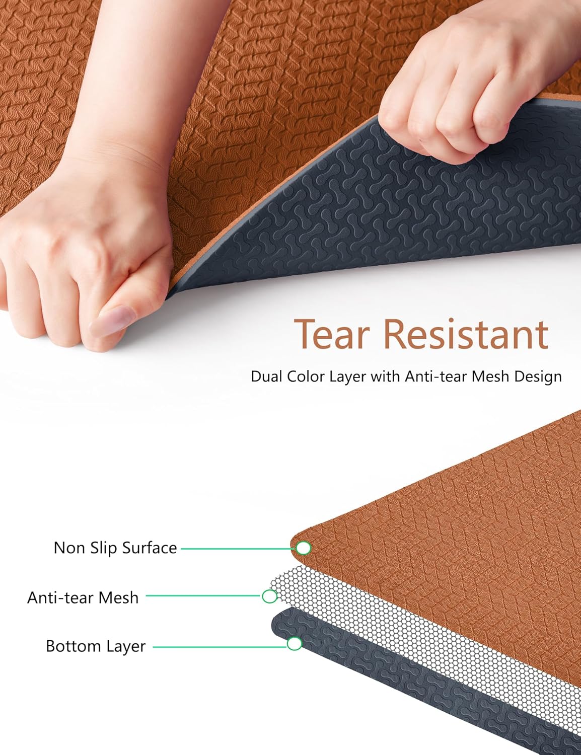 IUGA Yoga Mat Thick Non Slip Anti-tear Pilates Mat Eco Friendly Hot Yoga Mats for Workout & Exercise(72"x 24"x 6mm)