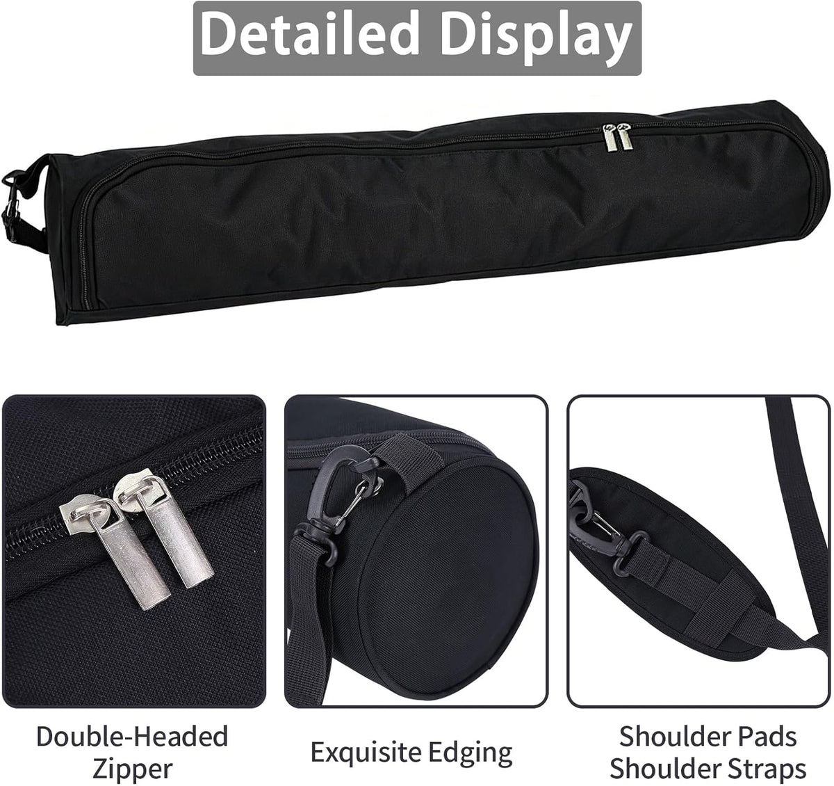 Yoga Mat Bag, Full Zip Exercise Yoga Mat Carrier Bag with Adjustable Strap, Waterproof Yoga Mat Carry Bag Strap for Most Yoga Mats to Gym Class Beach Park Travel for Women & Men (Black)