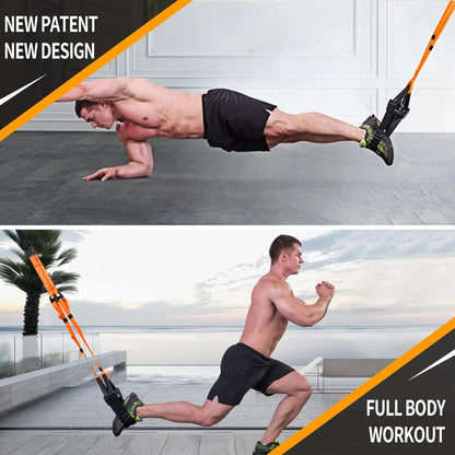 Bodyweight Resistance Training Straps,Training straps Complete Home Gym Fitness Trainer kit for Full-Body Workout Easy Setup Gym Home Outdoors