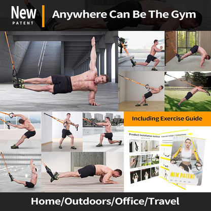 Bodyweight Resistance Training Straps,Training straps Complete Home Gym Fitness Trainer kit for Full-Body Workout Easy Setup Gym Home Outdoors