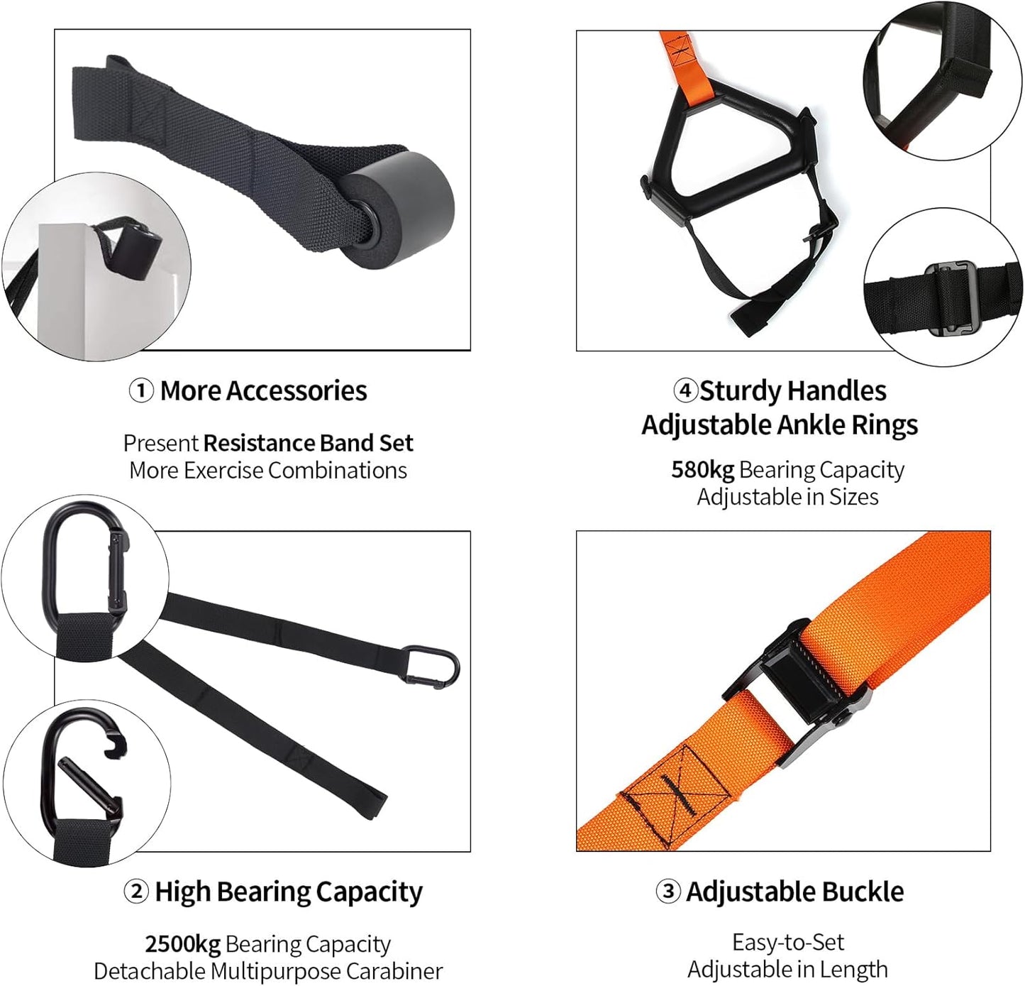 Bodyweight Resistance Training Straps,Training straps Complete Home Gym Fitness Trainer kit for Full-Body Workout Easy Setup Gym Home Outdoors