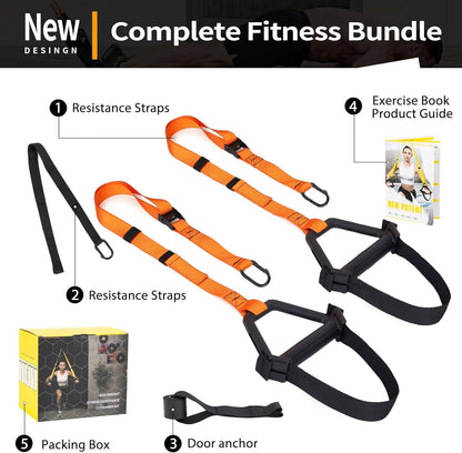Bodyweight Resistance Training Straps,Training straps Complete Home Gym Fitness Trainer kit for Full-Body Workout Easy Setup Gym Home Outdoors
