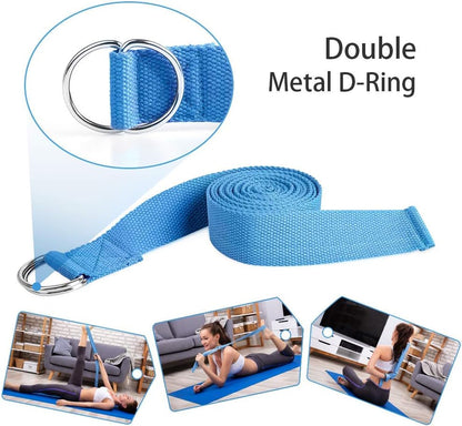2 Pack Cork Yoga Blocks with Yoga Strap Set - 4 x 6 x 9 inch