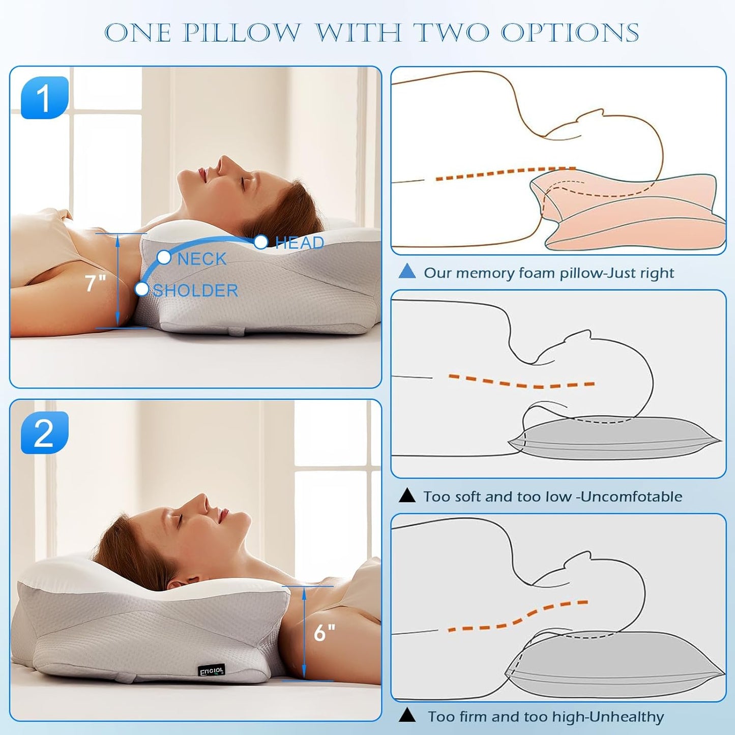 Cooling Gel Pillows for Neck and Shoulder,Cervical Pillow Cozy Sleeping