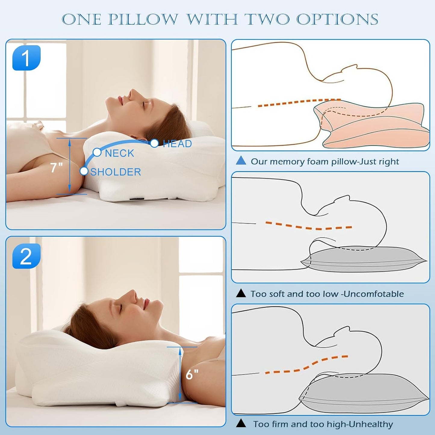 Cooling Gel Pillows for Neck and Shoulder,Cervical Pillow Cozy Sleeping