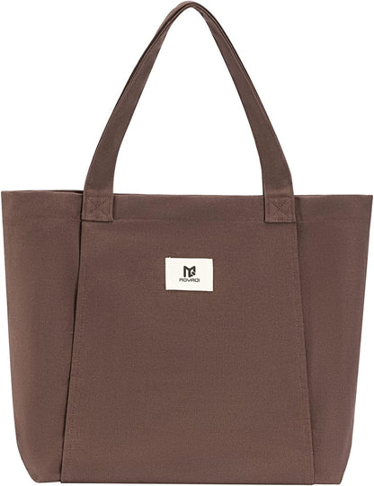 Moyaqi Canvas Tote Bag with Yoga Mat Carrier Pocket Carryall Shoulder Bag for Office, Workout, Pilates, Travel, Beach and Gym