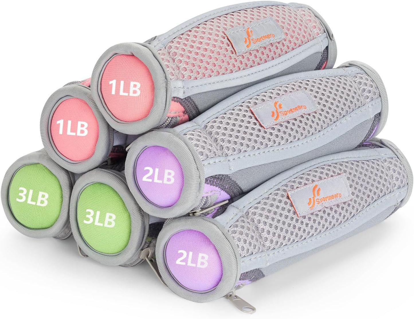 Hand Weights for Women, Walking Weights Set 6pcs (1lb, 2lb, 3lb Each) Soft Dumbbells with Hand Strap for Home Workout, Running, Physical Therapy, Aerobics