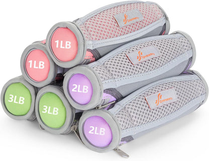 Hand Weights for Women, Walking Weights Set 6pcs (1lb, 2lb, 3lb Each) Soft Dumbbells with Hand Strap for Home Workout, Running, Physical Therapy, Aerobics