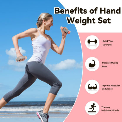 Hand Weights for Women, Walking Weights Set 6pcs (1lb, 2lb, 3lb Each) Soft Dumbbells with Hand Strap for Home Workout, Running, Physical Therapy, Aerobics