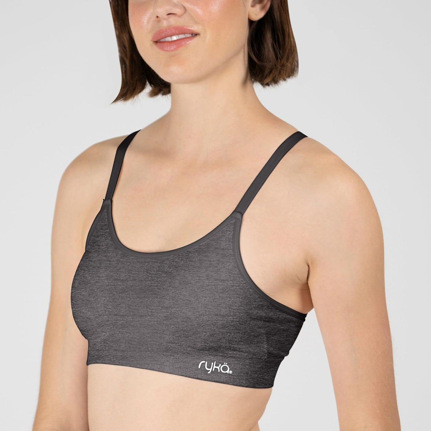 Ryka Women's Katharina Seamless Yoga Racerback Sports Bra, Sostén Deportivo, Removable Pads, 3 Pack