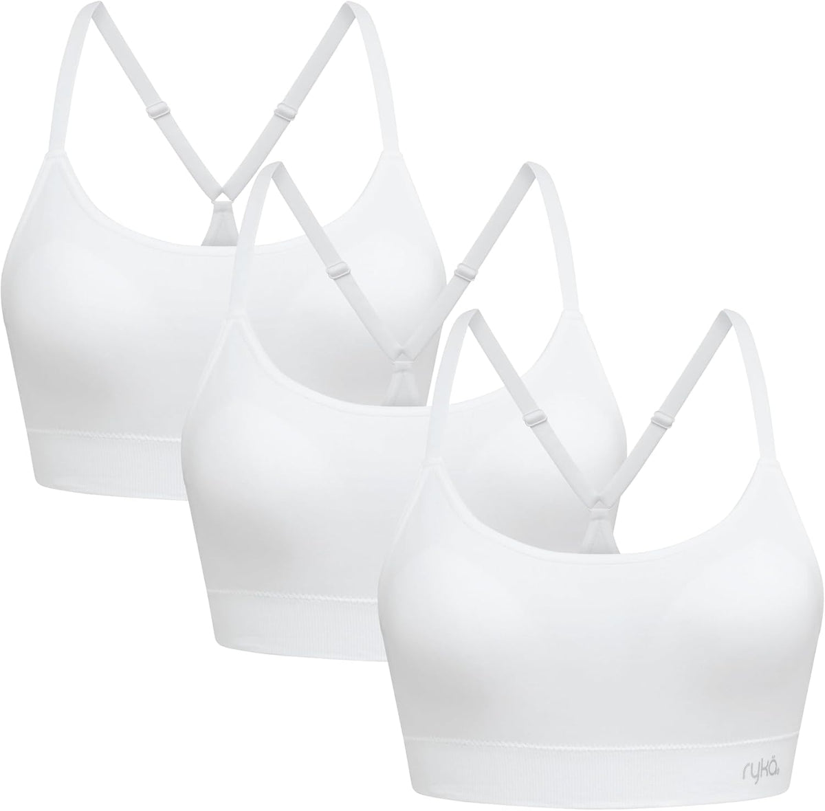 Ryka Women's Katharina Seamless Yoga Racerback Sports Bra, Sostén Deportivo, Removable Pads, 3 Pack
