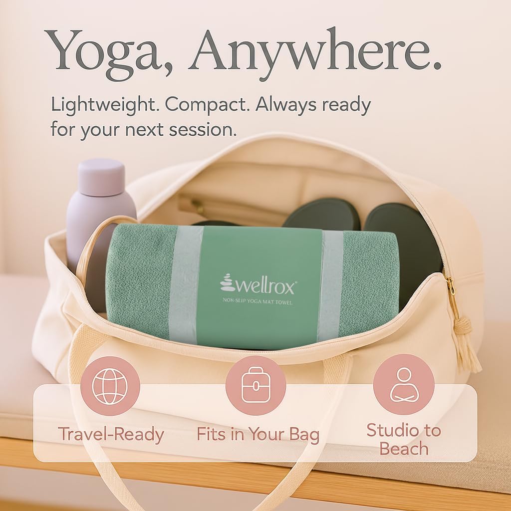 Microfiber Yoga Mat Towel with Grip – Ultra Absorbent, Super Soft, and Quick Dry Hot Yoga Towel Non Slip for Pilates, Bikram, and Fitness Workouts (74” x 26”, Pink)