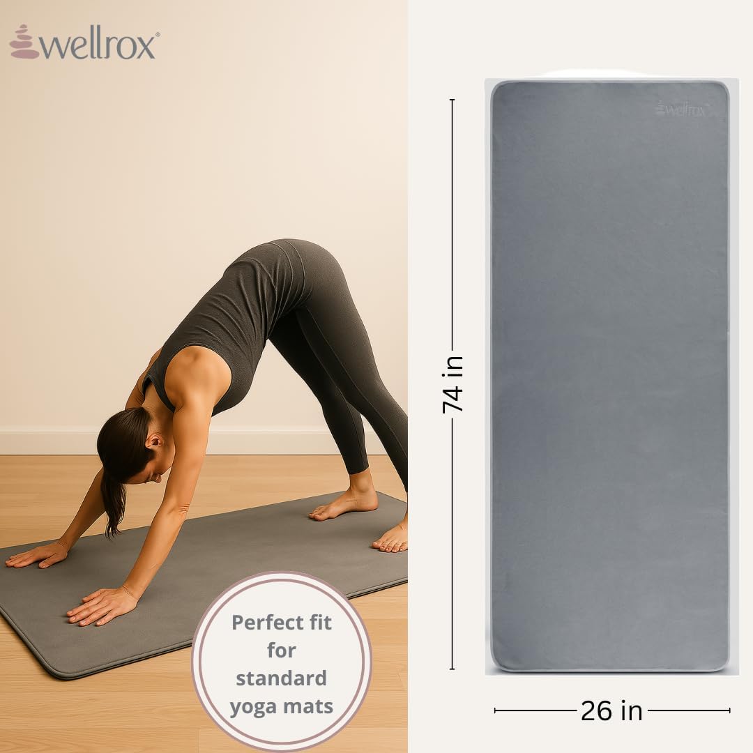 Microfiber Yoga Mat Towel with Grip – Ultra Absorbent, Super Soft, and Quick Dry Hot Yoga Towel Non Slip for Pilates, Bikram, and Fitness Workouts (74” x 26”, Pink)