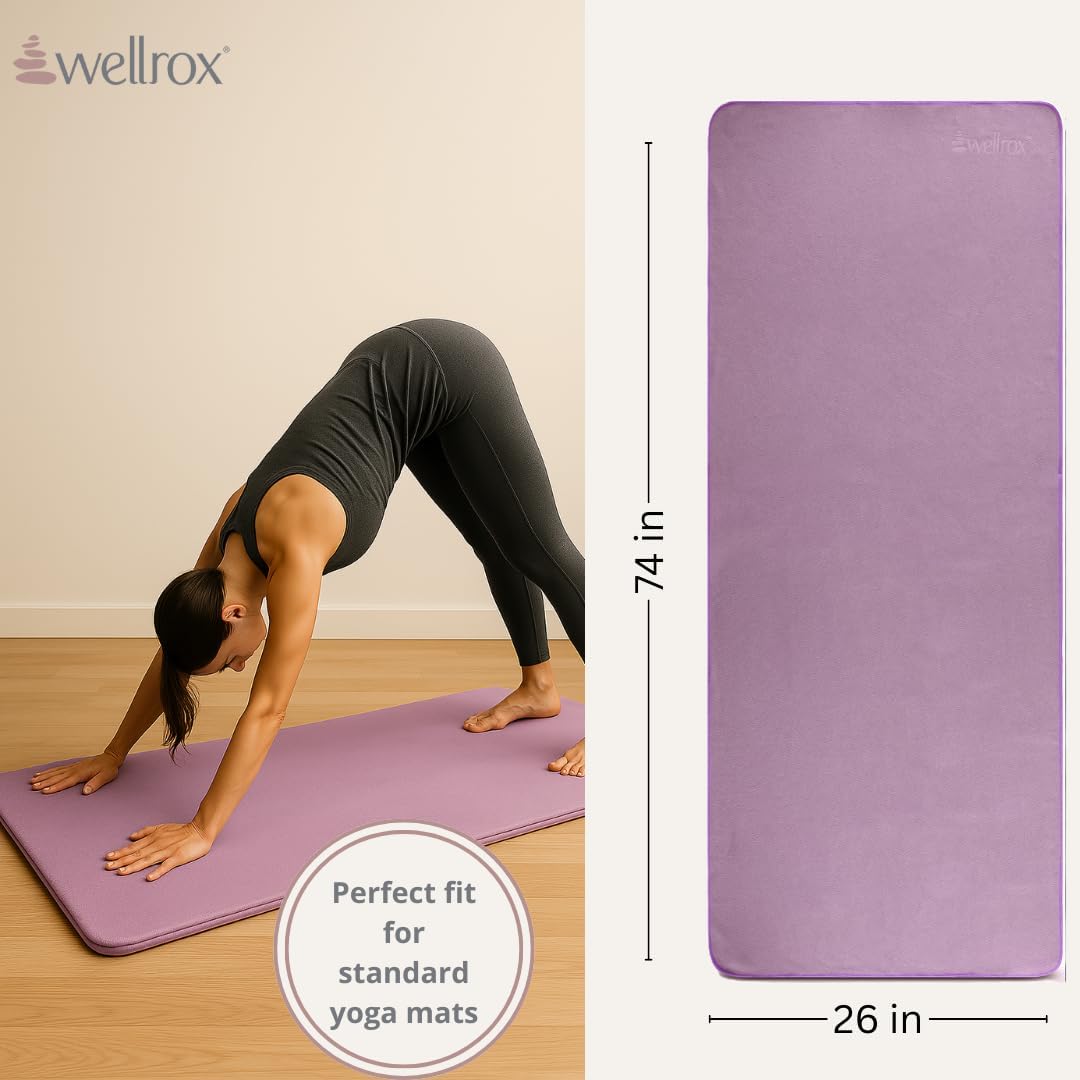 Microfiber Yoga Mat Towel with Grip – Ultra Absorbent, Super Soft, and Quick Dry Hot Yoga Towel Non Slip for Pilates, Bikram, and Fitness Workouts (74” x 26”, Pink)