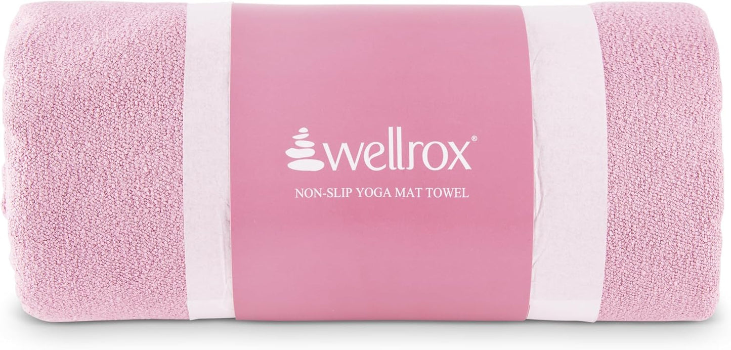 Microfiber Yoga Mat Towel with Grip – Ultra Absorbent, Super Soft, and Quick Dry Hot Yoga Towel Non Slip for Pilates, Bikram, and Fitness Workouts (74” x 26”, Pink)