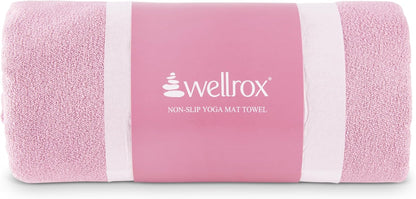 Microfiber Yoga Mat Towel with Grip – Ultra Absorbent, Super Soft, and Quick Dry Hot Yoga Towel Non Slip for Pilates, Bikram, and Fitness Workouts (74” x 26”, Pink)