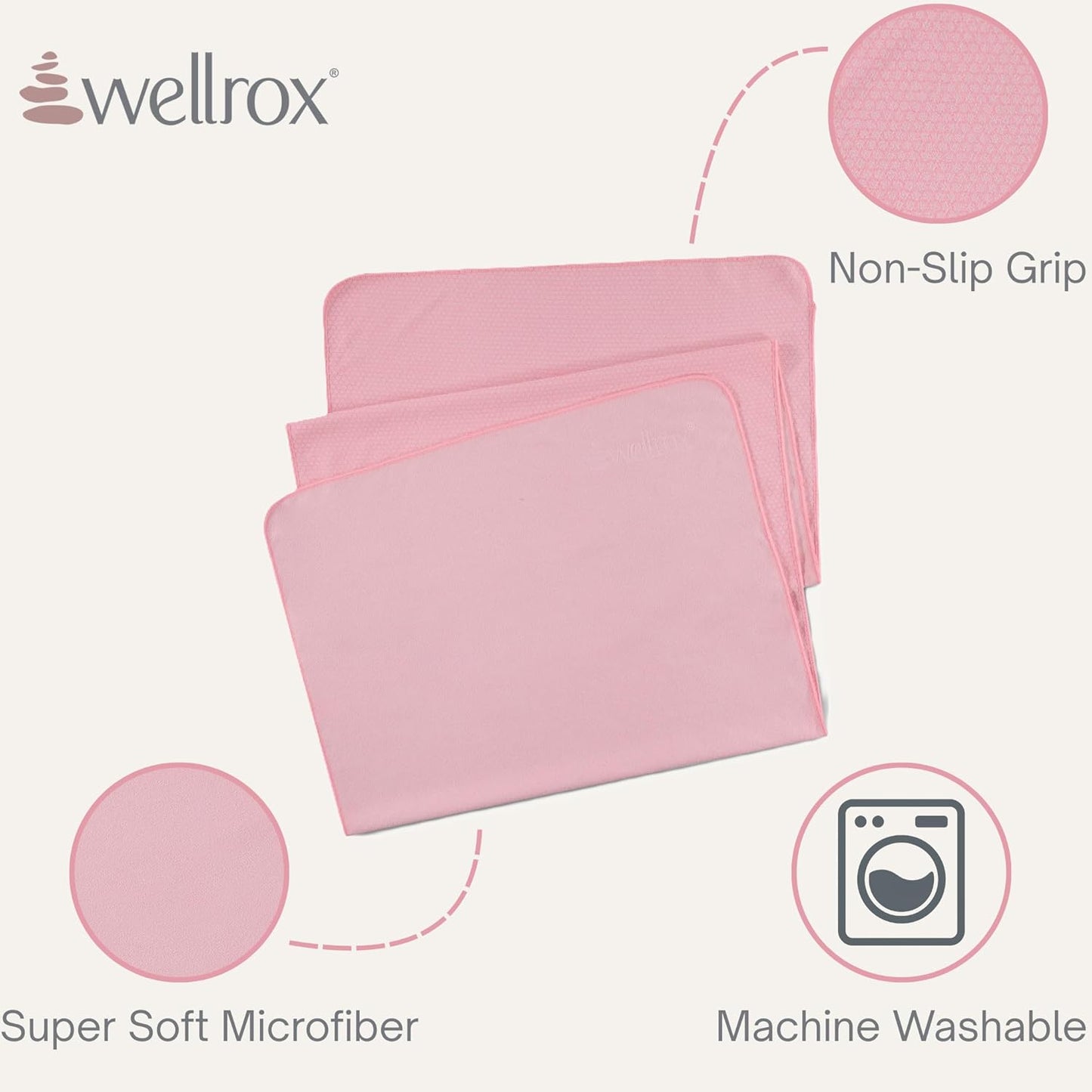 Microfiber Yoga Mat Towel with Grip – Ultra Absorbent, Super Soft, and Quick Dry Hot Yoga Towel Non Slip for Pilates, Bikram, and Fitness Workouts (74” x 26”, Pink)