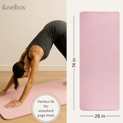 Microfiber Yoga Mat Towel with Grip – Ultra Absorbent, Super Soft, and Quick Dry Hot Yoga Towel Non Slip for Pilates, Bikram, and Fitness Workouts (74” x 26”, Pink)