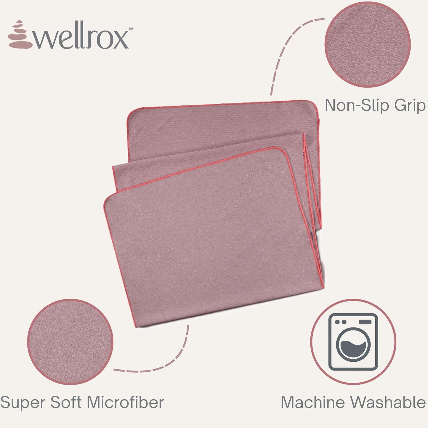 Microfiber Yoga Mat Towel with Grip – Ultra Absorbent, Super Soft, and Quick Dry Hot Yoga Towel Non Slip for Pilates, Bikram, and Fitness Workouts (74” x 26”, Pink)