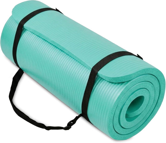 BalanceFrom Yoga Mat, 1-Inch Extra Thick High Density Exercise Mat, Anti-Tear Exercise Yoga Mat with Carrying Strap, Suitable for Various Yoga Exercises, Multiple Colors