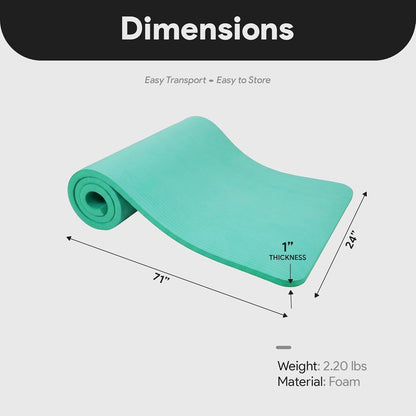 BalanceFrom Yoga Mat, 1-Inch Extra Thick High Density Exercise Mat, Anti-Tear Exercise Yoga Mat with Carrying Strap, Suitable for Various Yoga Exercises, Multiple Colors
