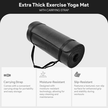 BalanceFrom Yoga Mat, 1-Inch Extra Thick High Density Exercise Mat, Anti-Tear Exercise Yoga Mat with Carrying Strap, Suitable for Various Yoga Exercises, Multiple Colors