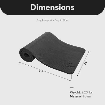 BalanceFrom Yoga Mat, 1-Inch Extra Thick High Density Exercise Mat, Anti-Tear Exercise Yoga Mat with Carrying Strap, Suitable for Various Yoga Exercises, Multiple Colors