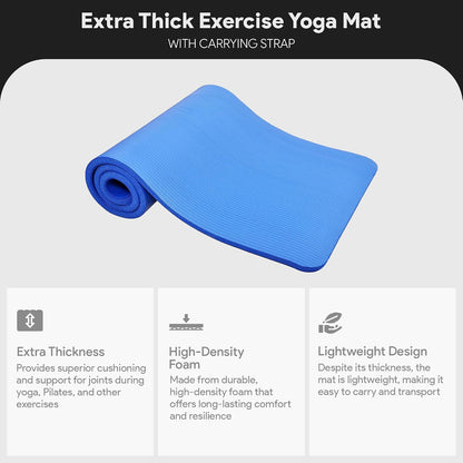BalanceFrom Yoga Mat, 1-Inch Extra Thick High Density Exercise Mat, Anti-Tear Exercise Yoga Mat with Carrying Strap, Suitable for Various Yoga Exercises, Multiple Colors