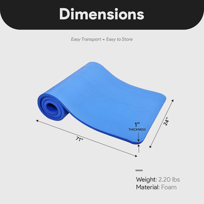 BalanceFrom Yoga Mat, 1-Inch Extra Thick High Density Exercise Mat, Anti-Tear Exercise Yoga Mat with Carrying Strap, Suitable for Various Yoga Exercises, Multiple Colors