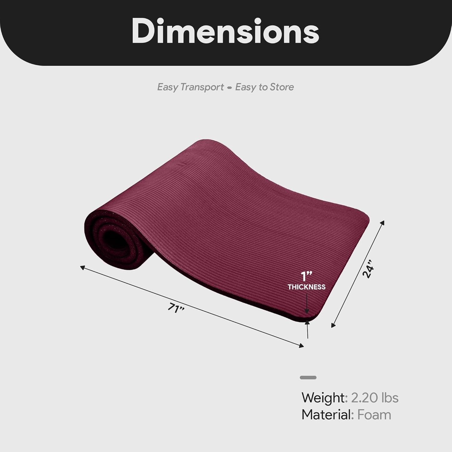 BalanceFrom Yoga Mat, 1-Inch Extra Thick High Density Exercise Mat, Anti-Tear Exercise Yoga Mat with Carrying Strap, Suitable for Various Yoga Exercises, Multiple Colors