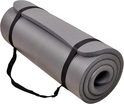 BalanceFrom Yoga Mat, 1-Inch Extra Thick High Density Exercise Mat, Anti-Tear Exercise Yoga Mat with Carrying Strap, Suitable for Various Yoga Exercises, Multiple Colors
