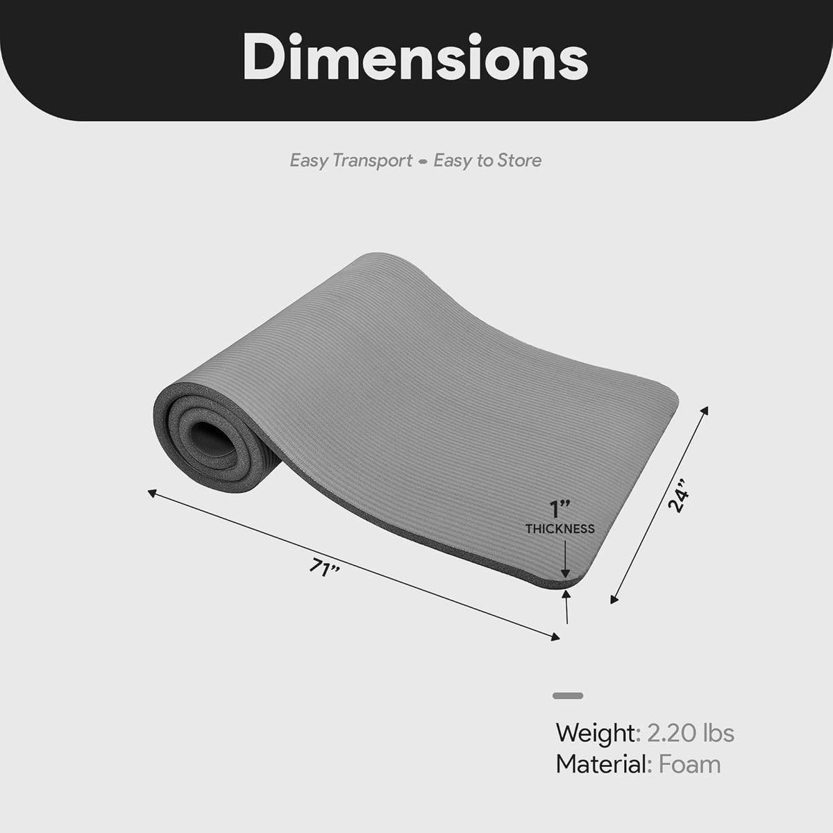 BalanceFrom Yoga Mat, 1-Inch Extra Thick High Density Exercise Mat, Anti-Tear Exercise Yoga Mat with Carrying Strap, Suitable for Various Yoga Exercises, Multiple Colors
